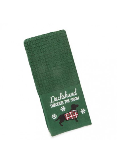 Christmas Dachshund Green Kitchen towel